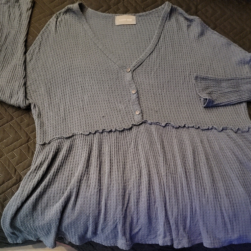 Elegant Blue V-Neck Blouse